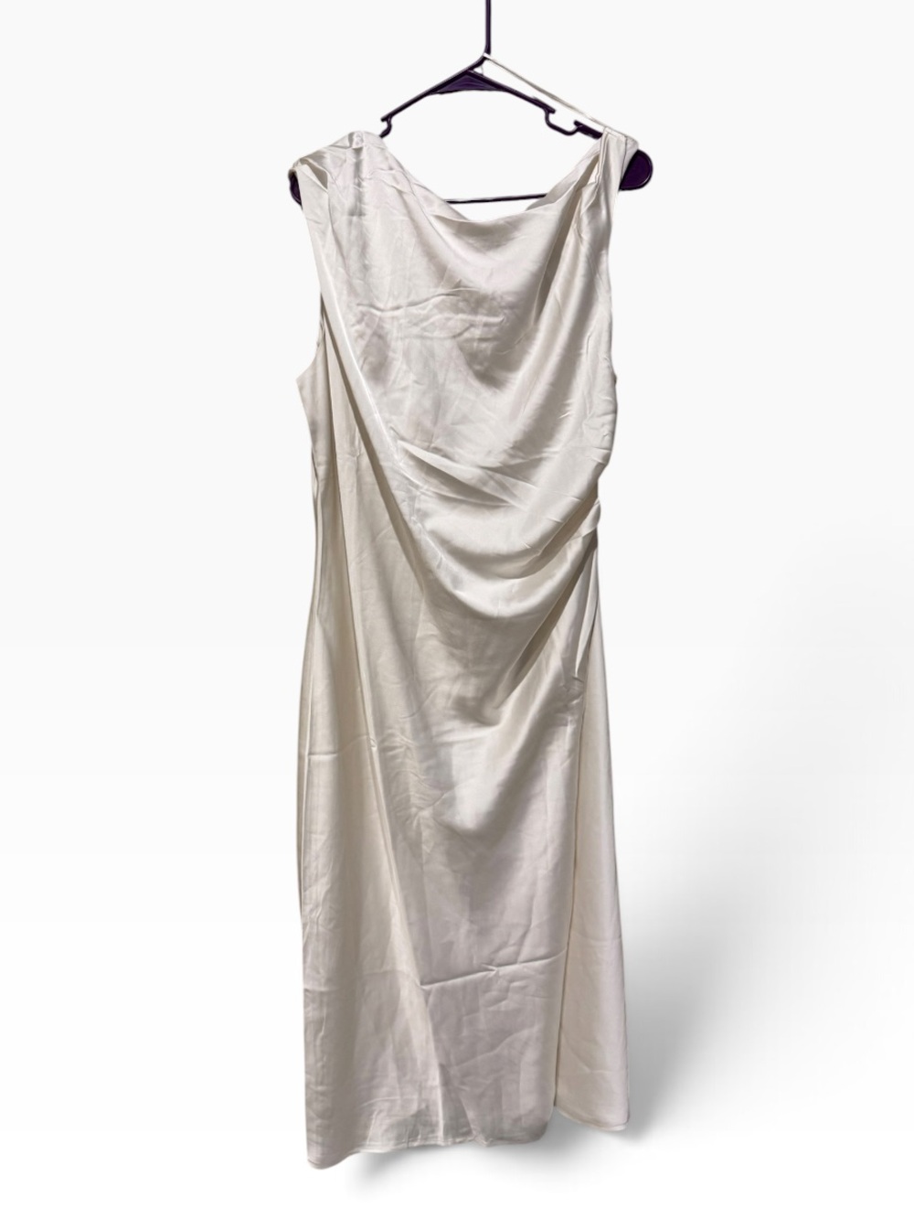 Satin Drape Maxi Dress in Cream